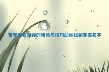 宝宝起名易经的智慧与技巧助你找到完美名字 宝宝起名易经的智慧与技巧助你找到完美名字